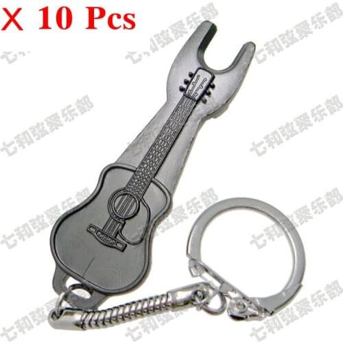 10 Pcs Black Acoustic Guitar Bridge Pin Puller Remover Tool Portable Guitar shape W/ keychain