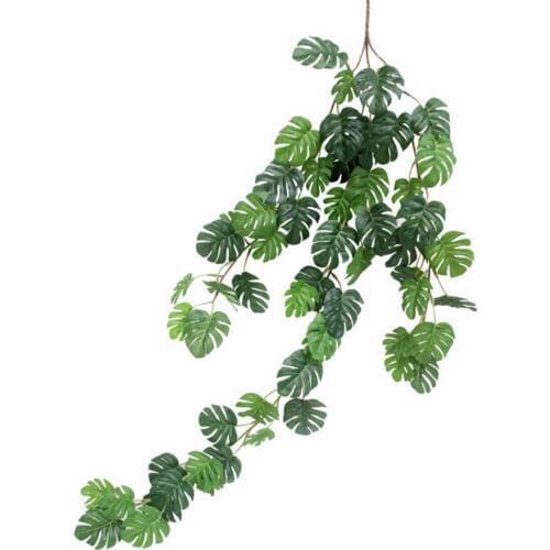 2pcs 80cm Hanging Plant Artificial Monstera Deliciosa Liebm. Leaves Vine Wedding Holiday Party Birthday Venue Hanging Decoration