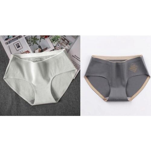 2x Mid-Waist Seamless Breathable Hip-Lifting Comfortable Triple-Cornered Briefs XL Dark Gray/ Gray