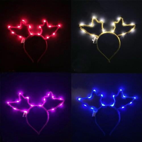 20PCS LED Light Luminous Antler Deer Horn Flashing Headdress Head Hair Band Hoop Toy Kid Birthday Christmas Party Decor