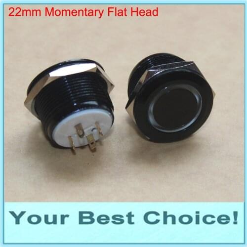 36pcs/Lot 22mm Waterproof Momentary 3.3V Ring LED Illuminated anti-vandal Black Metal Push Button Switch