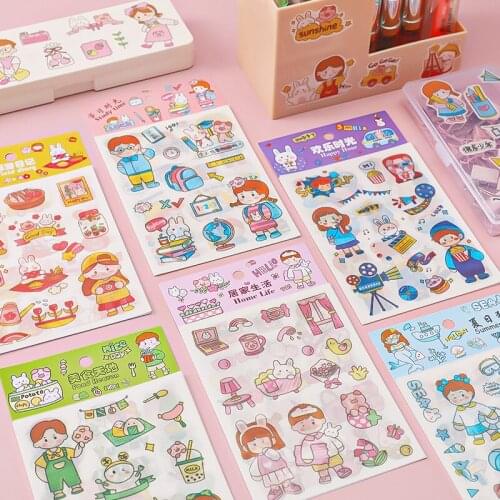 4Sheets Cartoon Cute stickers Sealing Paster Diy Hand Account Mobile Phone Water Cup Decorative Sticker Stationery