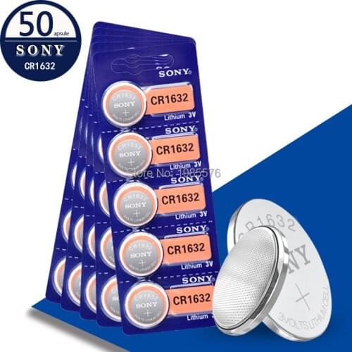 50pcs SONY cr1632 3v button battery computer watch coin car toy lithium battery BR1632 ECR1632 DL1632 KCR1632 LM1632 KL1632