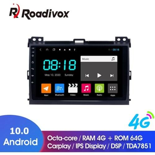 9" Android 10.0 RAM 4G ROM 64G for Toyota Prado 2007-2010 Car Dvd Gps Navigation Radio Multimedia Player Stereo Head Unit