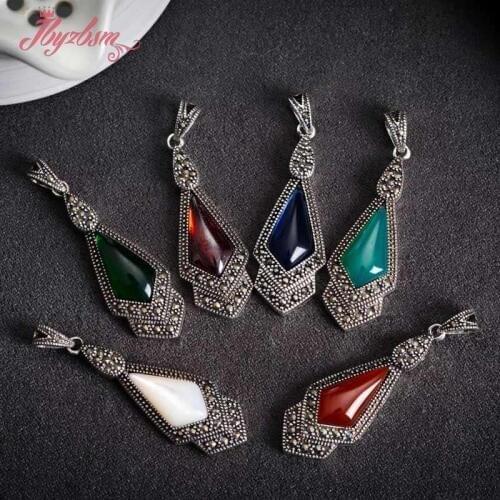 9x11mm Rhomb: Agat.CZ Crystal.Shell Gem Stone Beads Marcasite White Tibetan Silver Fashion Pendant 1 Pcs,15x45mm Free Shipping