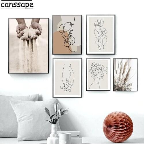 Abstract Girl Couple Canvas Art Poster Holding Sand Landscape Posters And Prints Nordic Wall Pictures For Living Room Decoration