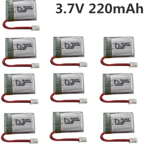 10pcs 3.7V 220mah Battery For E010 T36 NH010 F36 H36 3.7v LIPO BATTERY For HS210 GD65A AT-66 751823 Battery