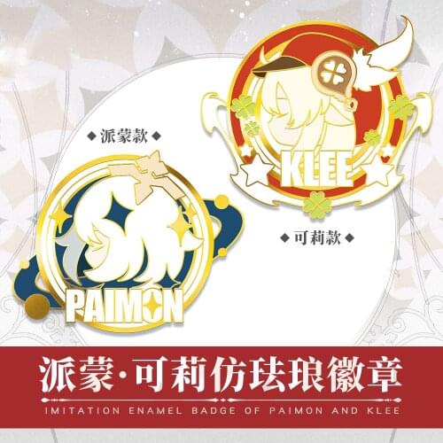 Anime Genshin Impact Paimon Klee Metal Badge Button Brooch Pins Collection Fashion Medal Pendant Souvenir Toy Cosplay Gift