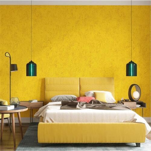 Beibehang High-end modern minimalist Nordic style wallpaper pure color diatom mud wallpaper yellow blue living room wall paper
