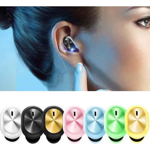 Single Ear Bluetooth 5.0 Earbud Wireless Earphone Headset Headphone with Mic USB Charging for Phones Noise cancelling