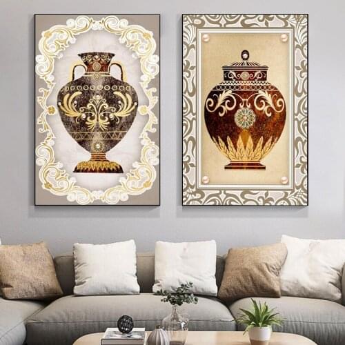 Retro Nordic Decorative Earthenware Pot Canvas Painting Pink Pearl Poster and Prints Wall Art Pictures for Room Home Cuadros