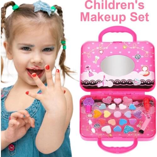 Childrens Cosmetics Toy Set with Portable Box Non-toxic Girl Makeup Pretend Toy