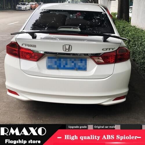 For City Spoiler 2015-2018 Honda City High Quality Spoiler ABS Material Car Rear Wing Primer Color Rear Spoiler