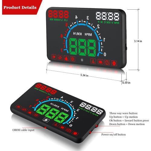 E350 HUD Car Head-Up Display Car OBD2 Digital Car Speedometer Speed Projector Warning Car Auto OBD 2 Display Alarm System