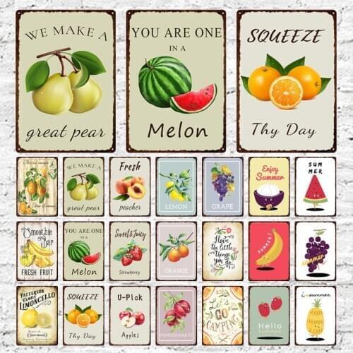 Fruit Iron Painting Wall Poster Fruit Shop Poster Tin Sign Metal Sign Decorative Plaque Wall Decor Arm Garden Kitchen