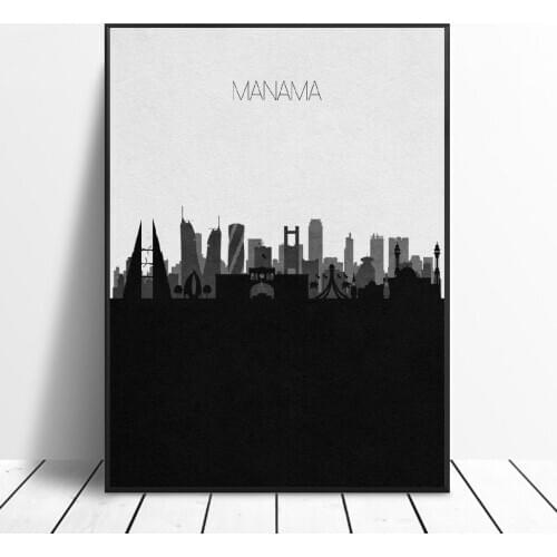 Manama Skyline Art Canvas Poster Prints Home Wall Decor Painting
