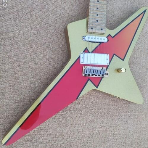 Customized golden small double shake electric guitar Maple fingerboard lightning pattern, free transportation