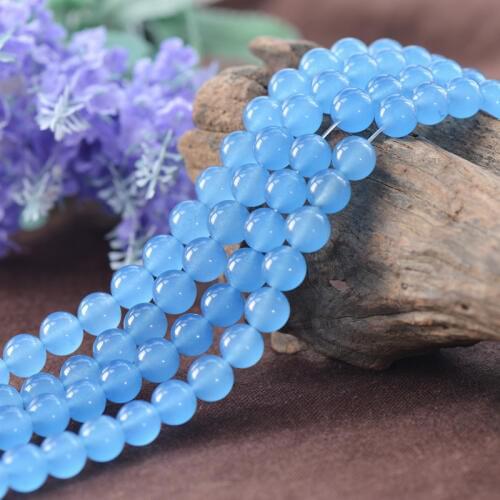 Joanlyn Grade A Natural Light Blue Jade Beads 6mm 8mm 10mm 12mm Smooth Polished Round 15 Inch Strand JA21