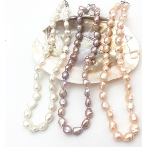 Classic 9-10mm south sea natural baroque purple pink black pearl necklace 18inch