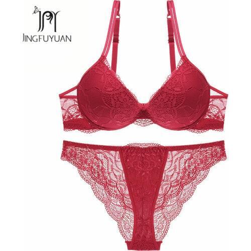 Deep V Shape Bra Set Lace Sexy Lingerie Gathering Push Up Bras Set Lace Design Underwear For Women New Panties And Bra Sets