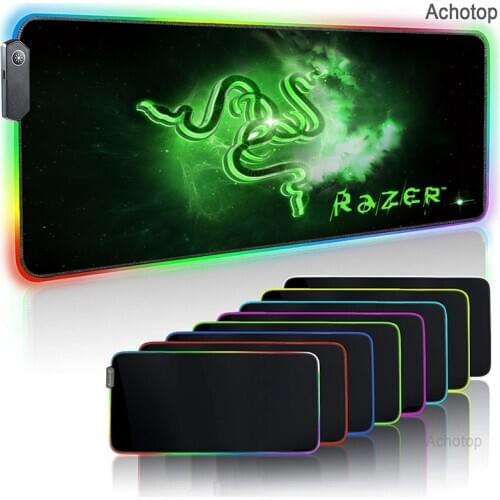 Razer Large Colorful Luminous RGB Gaming Mouse Pad Razer Rubber Base Computer Keyboard Mouse Pad Anti-slip ip For Computer PC