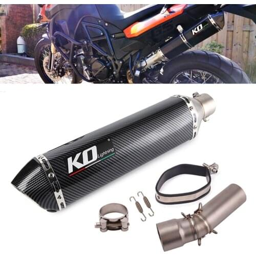 Left Side Slip-on Exhaust Set for BMW F800GT F800GS F650GS F700GS Motorcycle Mid Link Pipe 51X470mm Mufflers DB Killer Escape