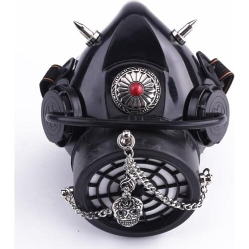 Steampunk Mask With Skull Chain Halloween Masks With 1 Canister 2 Valves Street Popular Cosplay Gas Mask Stage Party