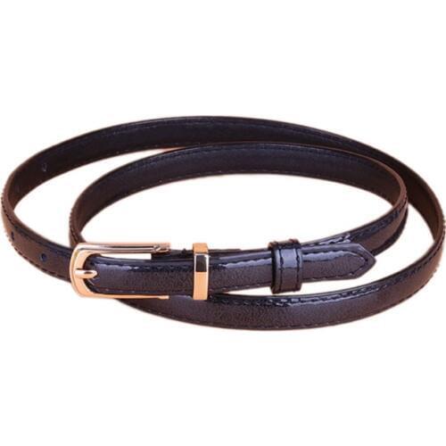 2019 Fashion New Ladies\' Belt Fine Pu Leather Pin Buckle Square Buckle Belt Adjustable Solid Color Glossy Belt