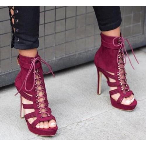 Moraima Snc Open Toe High Heel Sandal Sexy Lace-up Gladiator Shoe Summer Cutouts Thin Heels Shoe Dress Heels