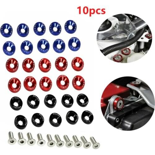 10PCS/set M6 JDM Car Modified Hex Fasteners Fender Washer Bumper Engine Concave Screws Kit Auto Accessories Car-styling