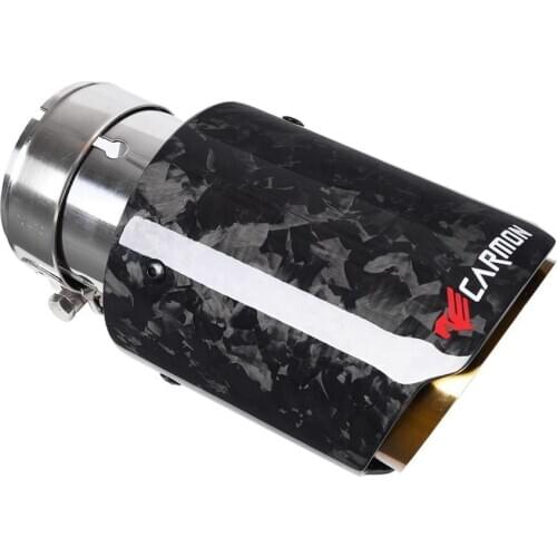 Carmon Car Universal golden stainless steel Glossy Forged Carbon Fiber Exhaust Muffler Tip Exhaust End Pipe Tail Pipe Tip