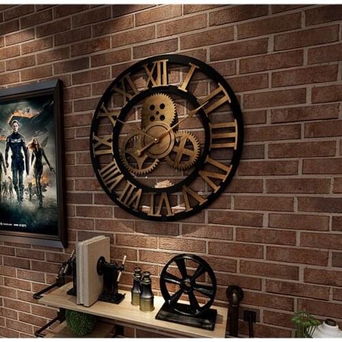 Industrial Gear Wall Clock Decorative Retro MDL Wall Clock Industrial Age Style Room Decoration Wall Art Decor (Without Battery)