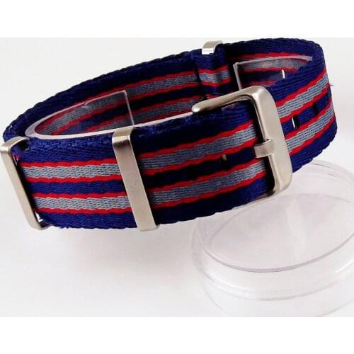 20mm Width Lug Nylon Strap Blue Gray Watch Band with Steel Bracelet Clasp