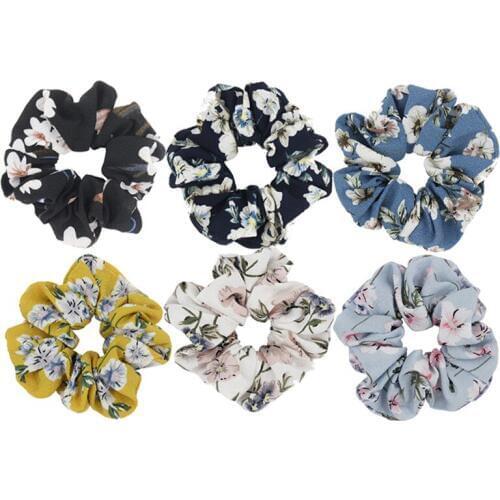 New arrival Fashion women fresh floral printed Hair bands pretty hair scrunchies girls hair Tie Accessories Ponytail Holder