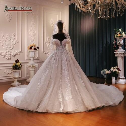 New Arrial Off Shoulder Long Train Wedding Dresses NS4124