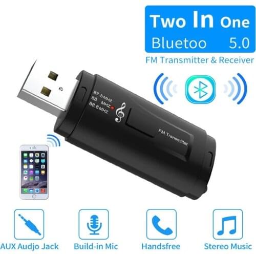 2021 New FM Transmitter Car Bluetooth-compatible 5.0 Receiver USB Modulator Portable 3.5mm AUX Audio Music Player Call Adapter