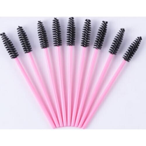 50pcs/set Silicone Head Pink handle Disposable Mascara Applicator Wands Eyelash Brushes Lash Extention tools Hot