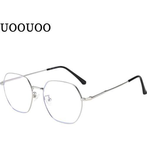 UOOUOO anti blue blocking glasses frame men women protection gaming glasses big size metal vintage glasses frames myopia lenses