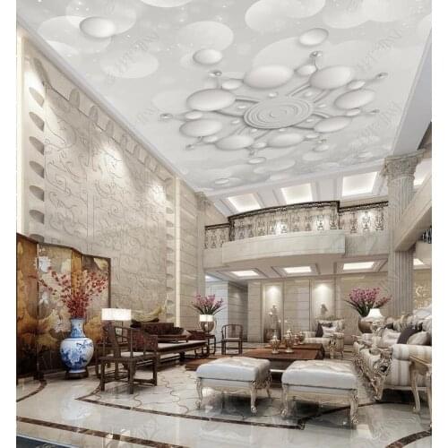1825 3D White Circle Water drop Printing stretch ceiling film for workshop ceiling decoration