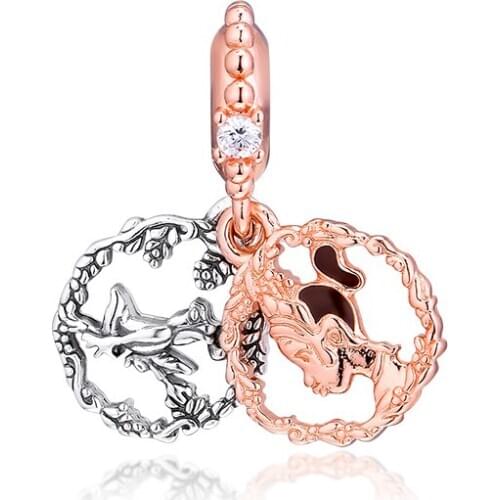 Princess Tiana Dangle Rose Golden Charms for Jewelry Making DIY Girl Pendant For Silver 925 Original Charms Bracelets Jewelry