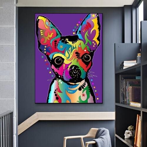 Full Square /Round 5D DIY Diamond Painting Colorful Chihuahua Embroidery Cross Stitch pictures of Rhinestones Home Decor TY312