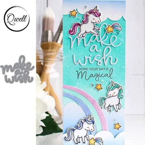 QWELL Word Make A Wish Metal Cutting Dies for Scrapbooking and Card Making Paper Embossing Craft New 2019 die cuts