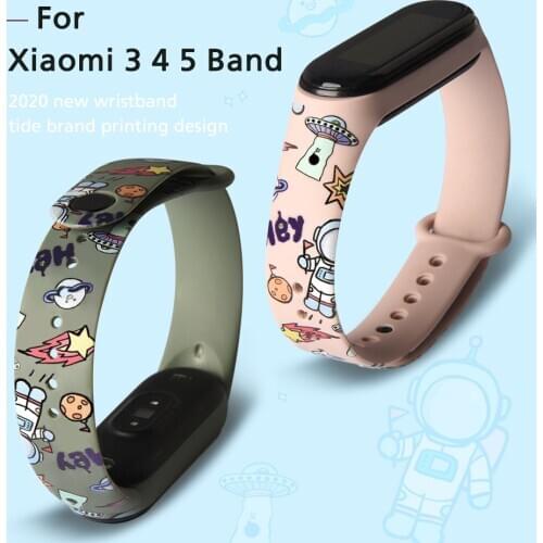 Fashion Soft cartoon strap of Xiaomi Mi Band 5 4 6 Strap miband 5 Silicone Bracelet Wristband For xiomi band 5 6 mi band 4 strap