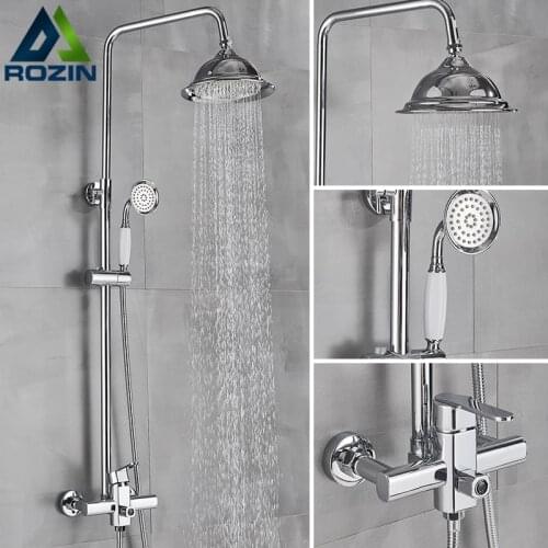 Rozin Chrome Shower Faucet Floor prices for European Wall Mounted Bathroom Shower Mixer Taps Brass Hot Cold Water Mixer Crane
