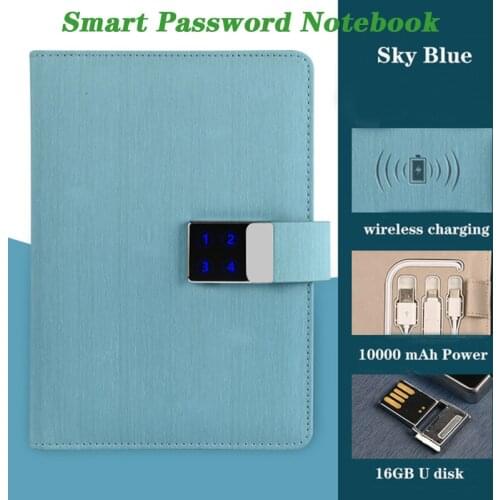 Smart Password Lock Notebook A5 Notepad Wireless charging tape U disk charging Anti-theft digital touch password lock notebook