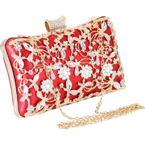 Rhinestone Evening Bag Crystal Flower Wedding Party Dinner Purse Crossbody Shoulder Mini Bag New