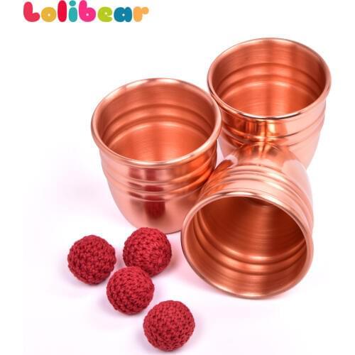 Super Professional Brass Three Cups and Balls With Chop Cup (Large) Magic Tricks Close Up Magia Illusion Gimmick Props Magicain