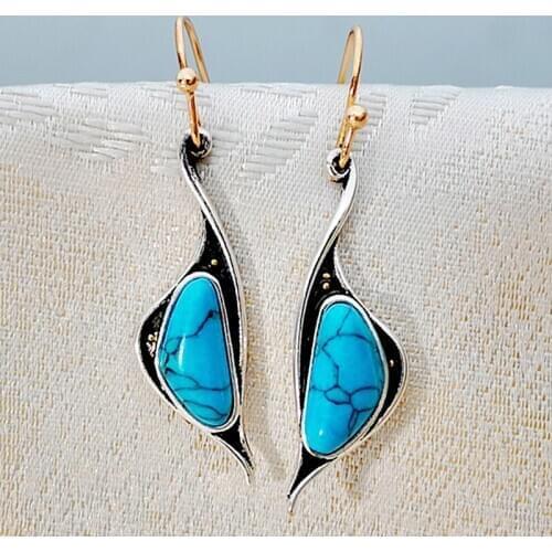 Creative Cygnet Inlaid Turquoise Earrings European and American Luxury Plating of 925 Ancient Silver 14K Gold Fashion Jewelry