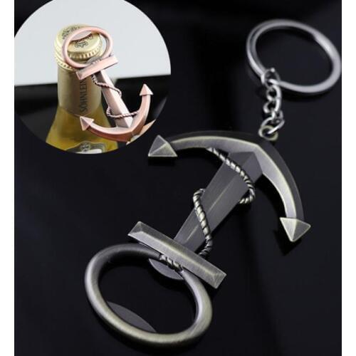 Vintage Anchor Shaped Bottle Opener Keychain Beer Opener Unique Gift Wine Opener Bar Drinking Accessories DIY Decoration SN263
