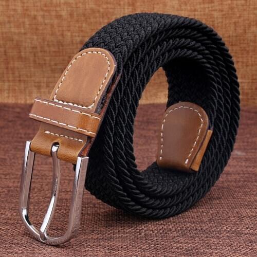 High Quality Mens Elastic Woven Strap Ladies Pin Buckle Punk Multicolor Weaving Belts Men and Women All Appropriate Cinturon